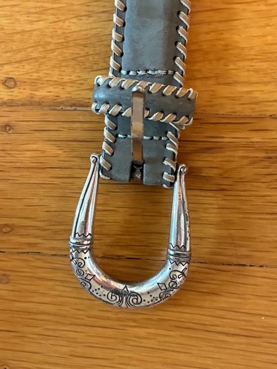 Brighton Accessories - Brighton Sage Green Suede Whipstitch Belt with Silver-Tone Buckle size m/30